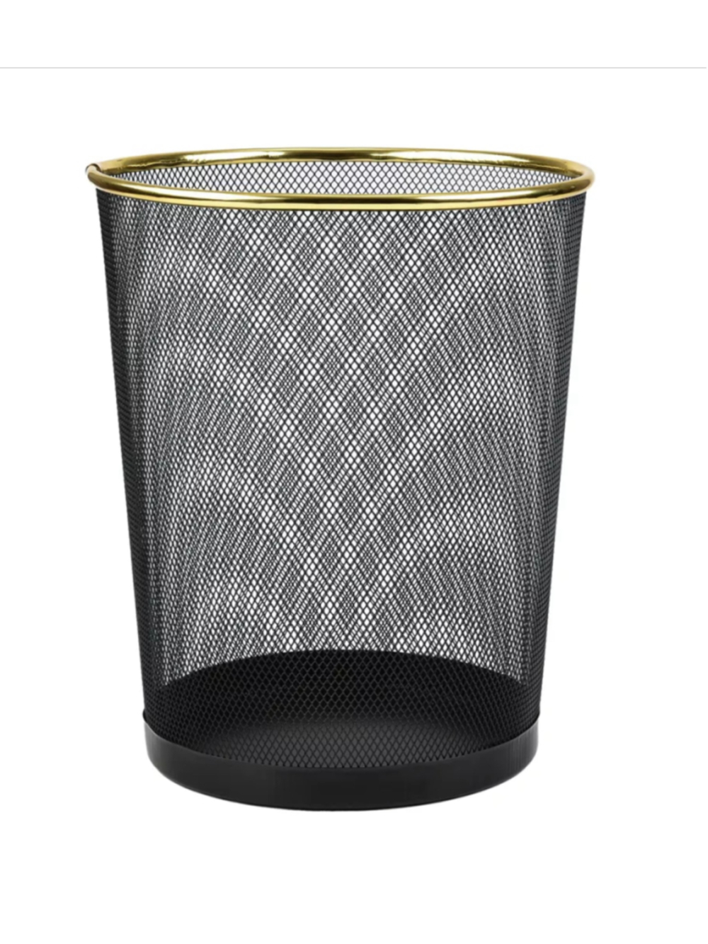 Black and Gold 10 Liter Mesh Waste Basket Garbage Can Round Open Top Trash Can